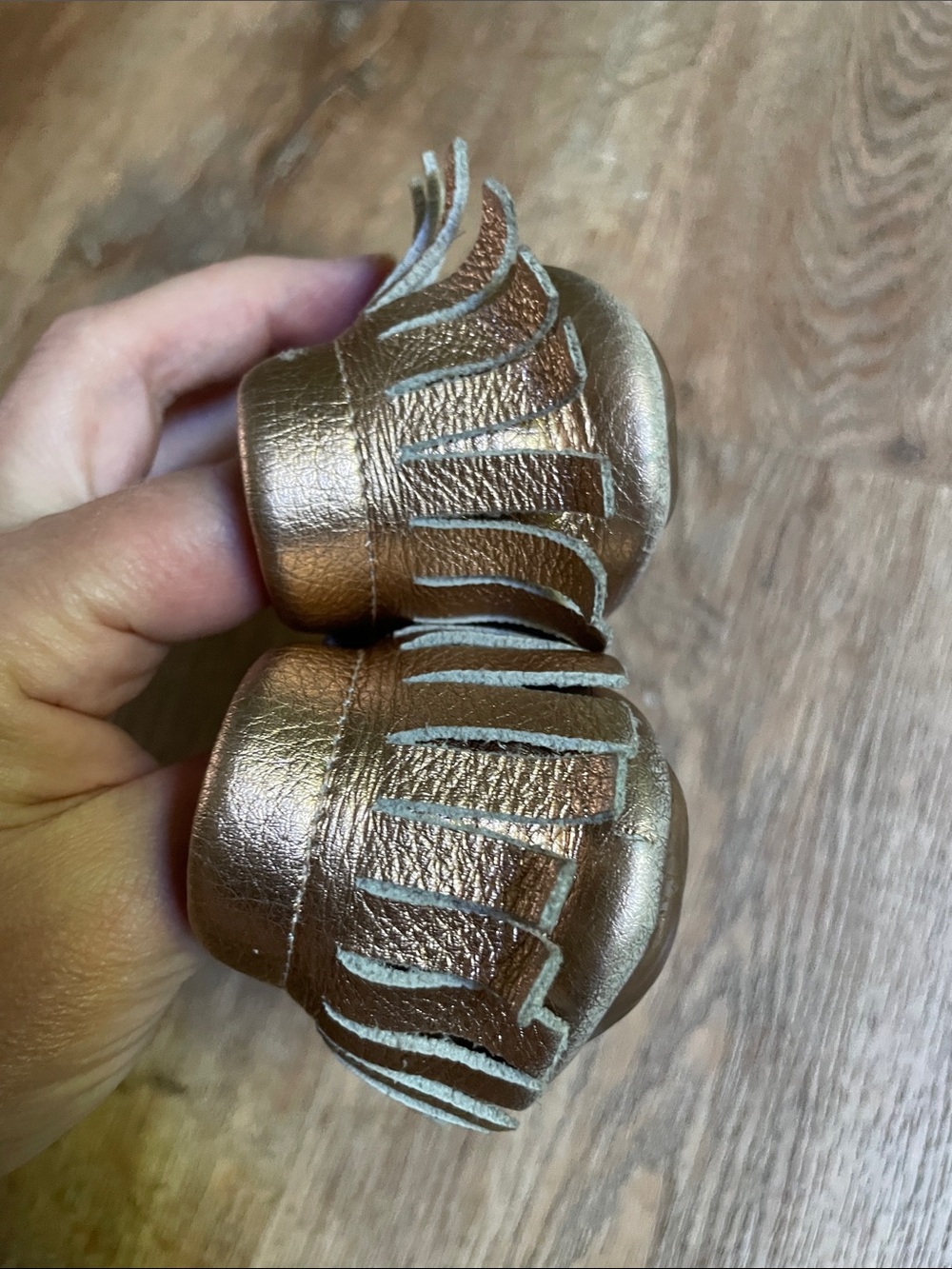 Baby Metallic Bronze Moccasin Slip-Ons with Fringe - Picture 5 of 6